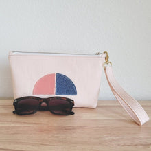 Load image into Gallery viewer, Denim Pouch Wristlet Peach
